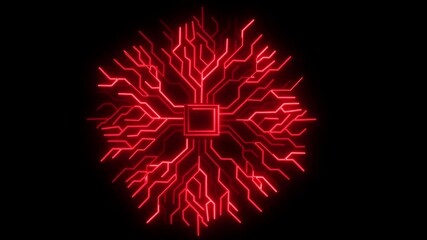 glowing neon technology, digital, circuit, innovation, electronics, computer, circuitry, hardware, digital world,  symbol icon on blackbackground. - Powered by Adobe