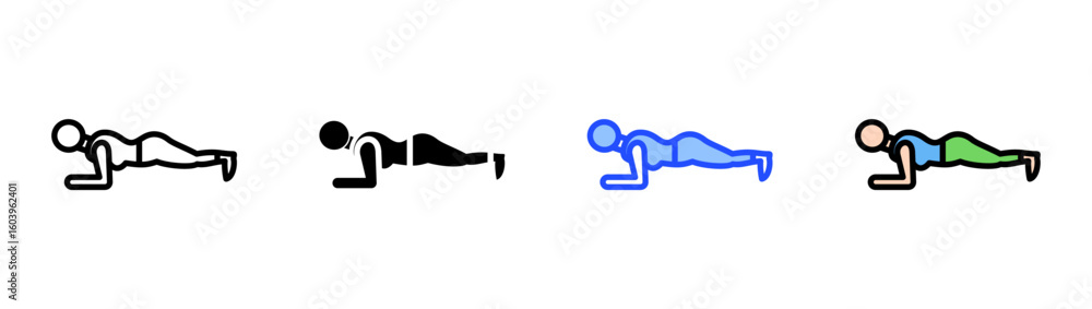Poster plank stretch icon collection with multiple styles