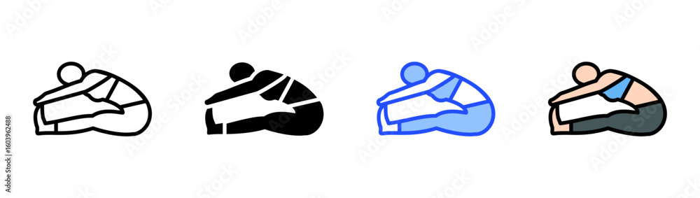Poster lower back stretch icon collection with multiple styles