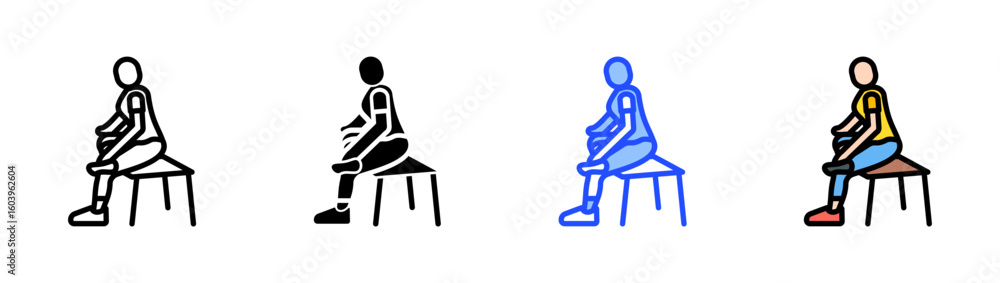 Poster figure four stretch icon collection with multiple styles