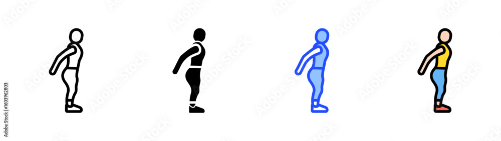 Poster chest expansion stretch icon collection with multiple styles