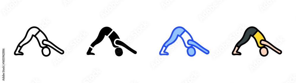 Poster mountain stretch icon collection with multiple styles
