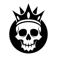 Crown on Skull vector clean black silhouette design white background