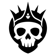 Crown on Skull vector clean black silhouette design white background