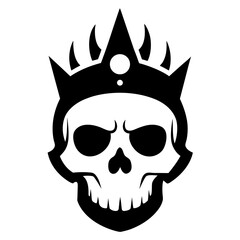 Crown on Skull vector clean black silhouette design white background