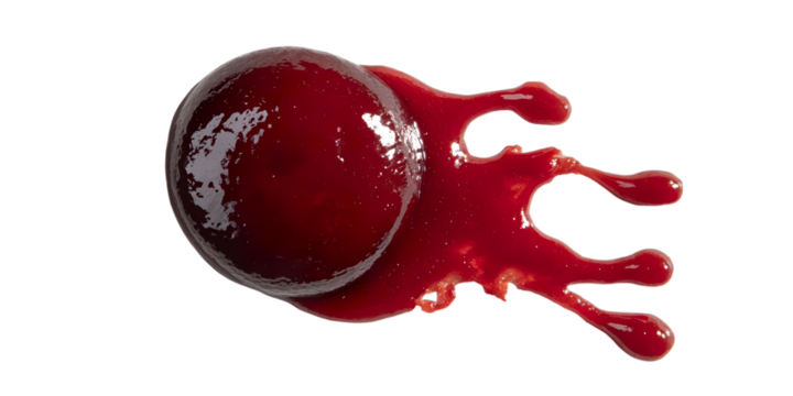 Rich Red Ketchup Smear PNG: Transparent Image for Culinary Projects. Vibrant tomato sauce design, perfect for menus, food ads, and creative illustrations of dining concepts.