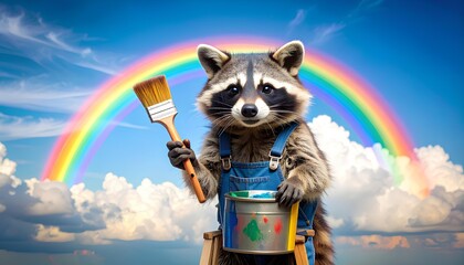 Playful Animal Artist With Spectrum Hues, cute wallpapers