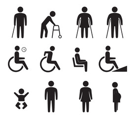 set of accessibility icons vector Illustration on white background.