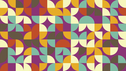 A vibrant geometric pattern featuring bold circular shapes arranged in a symmetrical design. Ideal for backgrounds, textiles, or modern art projects.
