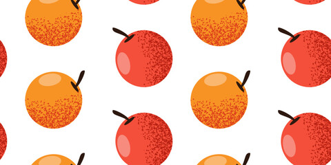Juicy apples pattern. Minimal shadows, hand-drawn details, cute and cozy style. Vector style.