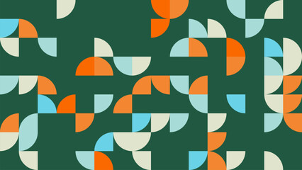 Discover a vibrant geometric abstract pattern featuring colorful shapes on a dark background, perfect for use in modern design projects and artistic expressions.