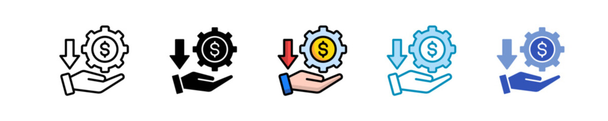 Cost Reduction  Icon Set Multiple Style Collection
