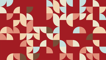An eye-catching geometric pattern showcasing warm tones and curved shapes. This design combines various colors in a modern, abstract style, perfect for backgrounds or artistic projects.