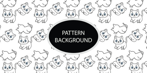 Cute popular cat pattern. Pattern with funny hand drawn cats. Animals vector illustration with adorable kittens. Tillable background for your fabric, textile design, wrapping paper or wallpaper.