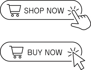 カートと手の買い物ボタンアイコン