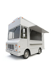 Fototapeta premium White food truck, isolated