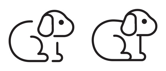 Sitting Dog Line Icons. Twin Minimal Pet Silhouettes for Animal Branding & UI Design.