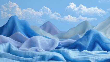 Obraz premium Soft blue fabric draped in landscape style