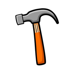 Cartoon Claw Hammer Vector. Hand Tool for Construction, Repair, and DIY Projects.