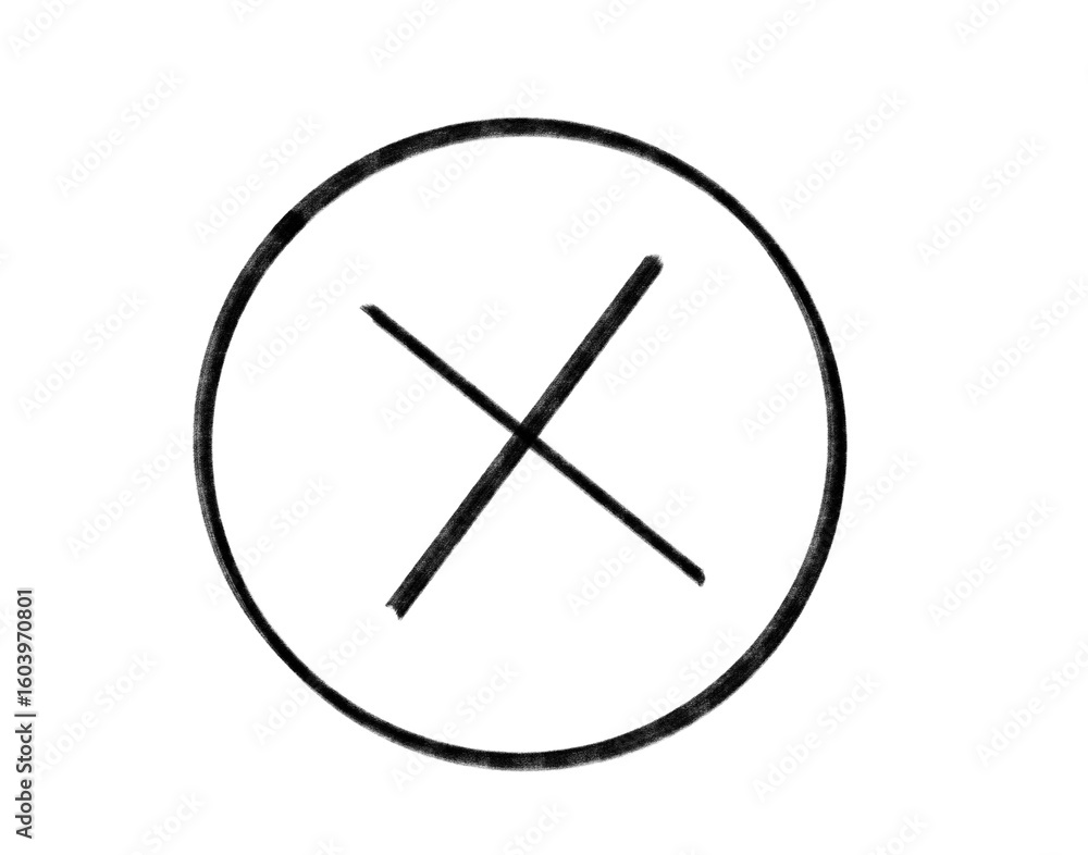 Poster black circular cross sketch in an abstract style, a simple graphic design element on transparent bac