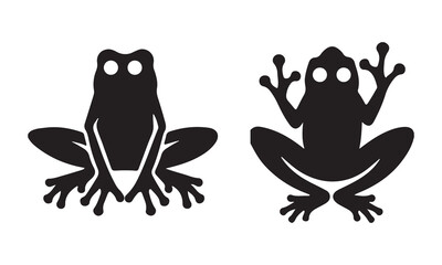 Frog Silhouette Icon Set. Playful Amphibian Graphics for Nature, Wildlife, and UI Design.