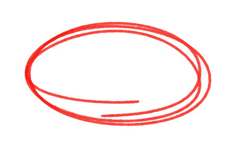 Hand Drawn Red Oval Circle Scribble, Imperfect Design Element Isolated on Transparent Background
