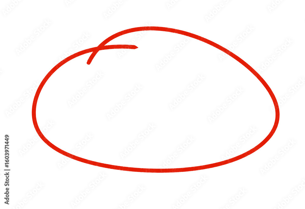 Poster simple hand drawn red circle graphic element for emphasis isolated on transparent background