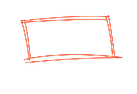 Hand Drawn Irregular Orange Rectangle Doodle Frame Artistic Illustration on transparent background