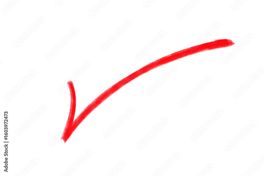 Poster hand drawn red check mark signifying validation or completion on transparent background