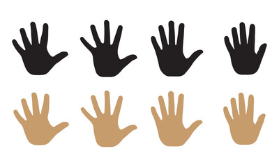 Diverse Hand Silhouette Icons. Inclusive Skin Tone Illustrations for Social Awareness & UI Design.