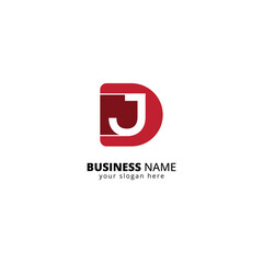 Modern DJ Letter Logo. Minimalist Tech Branding Symbol with Interlocking Letters.