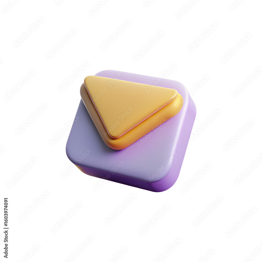 Poster stock illustration of a play button icon for ui design and animation 3d rendering isolated on white 