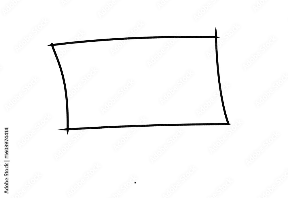 Poster hand drawn rectangular frame with artistic imperfections, black outline, minimalist style graphic el