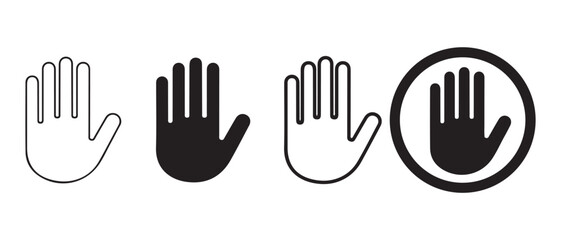 Hand Icon Set. Outline, Solid, Filled, and Circular Glyphs for Touch Gestures, UI Design, and Digital Interfaces.
