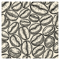 A hand-drawn coffee bean pattern, vintage, 
