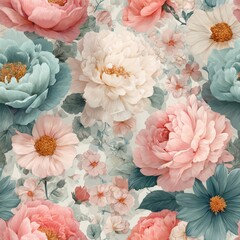 Vibrant floral patterns garden digital artwork colorful background aerial view nature's beauty