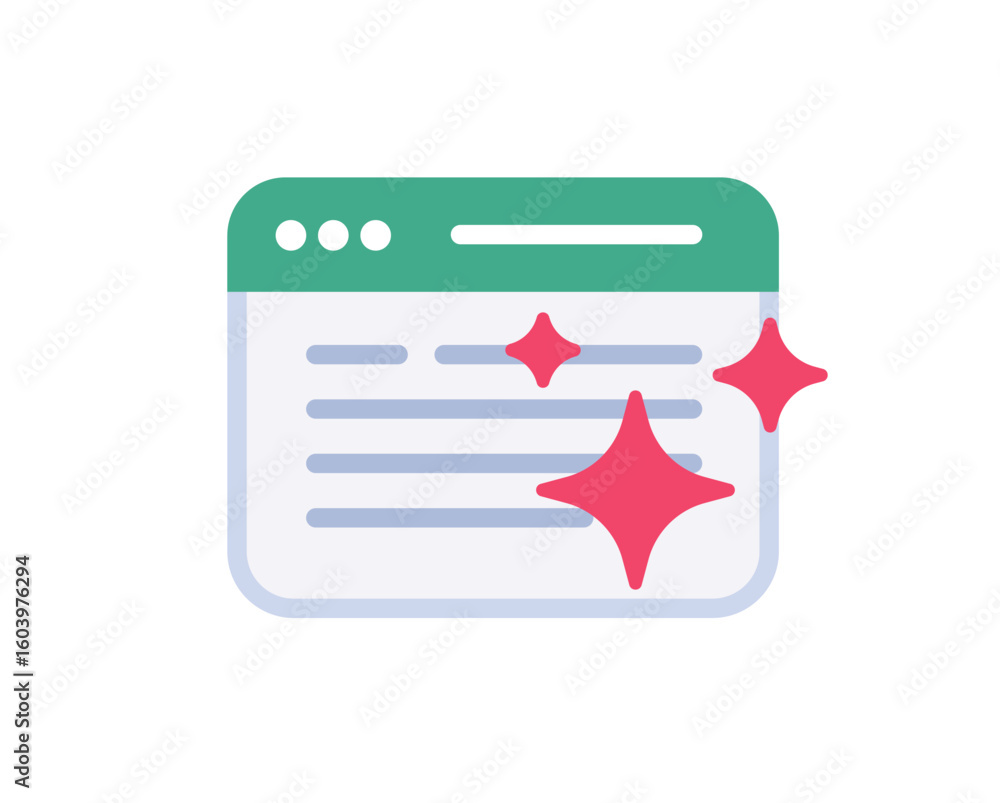 Poster website enhancement automatic creation icon simple graphic illustration vector, web site page genera