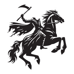 The silent hunter of Sleepy Hollow – Headless Horseman silhouette defined in menacing Headless Horseman vector – Headless Horseman illustration – Halloween silhouette

