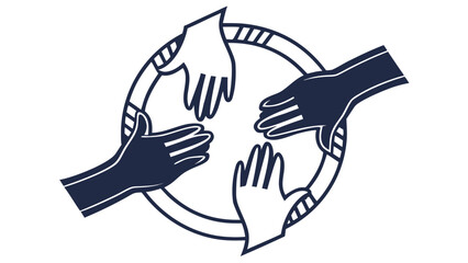 Diverse hands joining together in unity and collaboration, symbolizing teamwork and community support, a powerful graphic with potential for positive impact