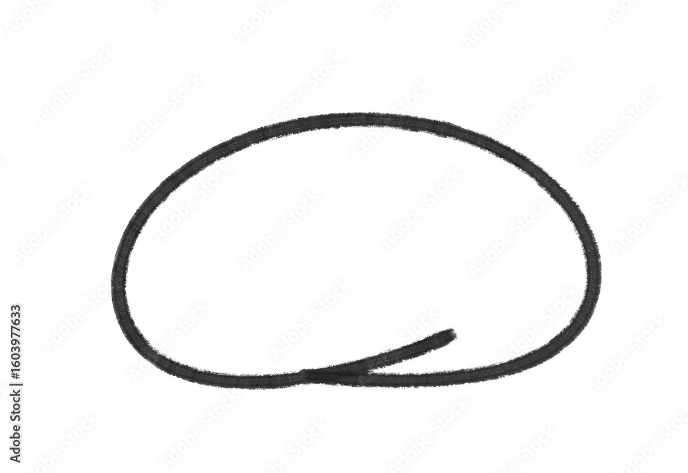 Poster simple doodle style pebble shape rendered in charcoal with uneven edge on transparent background