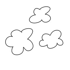 Simple minimalistic clouds shapes line art design element illustration on white background on transparent background