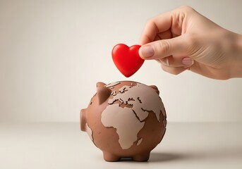 Donation Concept with Globe Coin Bank
