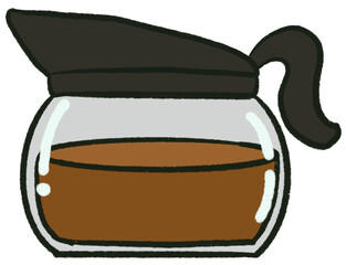 illustration of a coffee pot, coffee mug