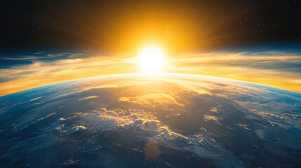 Fototapeta premium Captivating sunrise over earth from deep space a stunning celestial perspective