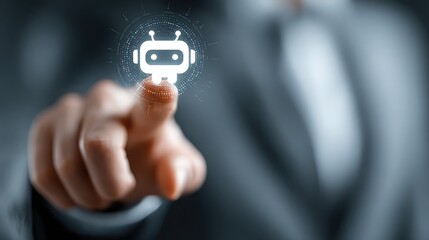 Chatbot assistant on interface offering smart customer support, automated replies, business communication, AI-powered service experience, and futuristic contact system