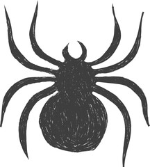 Hand drawn Halloween elements, crayon pencil Halloween design set isolated on white background. spider  for poster, card, invitation. autumn, October_ November, 