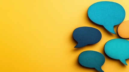 Joyful chat bubbles on a bright yellow background digital illustration optimistic environment cheerful concept