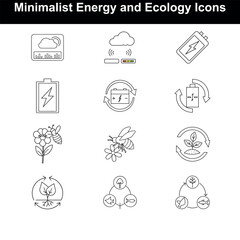 Eco-Friendly Energy Line Art  vector illustration on white background.