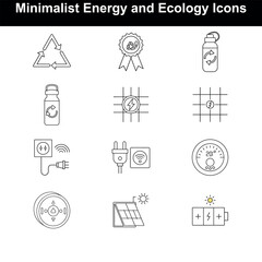 Minimalist Eco and Power Symbols  vector illustration on white background.