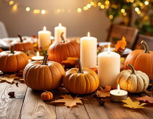 Warm Autumn Thanksgiving Table Background